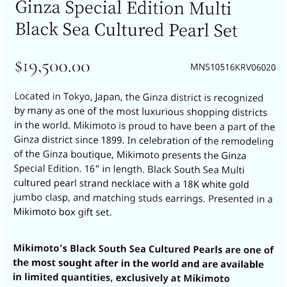 MIKIMOTO Ginza SpecialEdition MultiBlack Sea Cultured Pearl Set Retail US$19.500 - Picture 4 of 15
